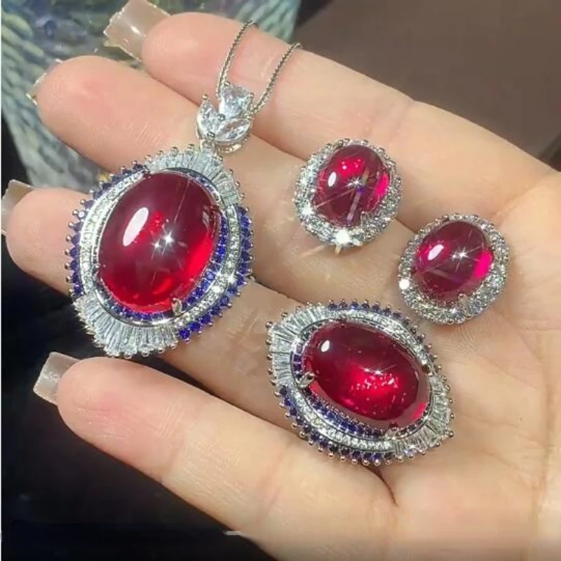 Vintage Big Egg Ruby Diamond Jewelry set 14K Gold Engagement Wedding Rings Earrings Necklace For Women Bridal PromiseJewelry
Vintage Big Egg Ruby Diamond Jewelry set 14K Gold Engagement Wedding Rings Earrings Necklace For Women Bridal PromiseJewelry
