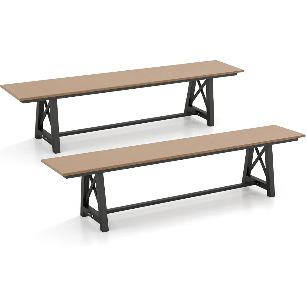 Outdoor Bench Set of 2, 3-4 Person Garden Bench, 72" Long Patio Bench with Metal Frame, 1100 LBS Capacity, Weatherproof Backles
Outdoor Bench Set of 2, 3-4 Person Garden Bench, 72" Long Patio Bench with Metal Frame, 1100 LBS Capacity, Weatherproof Backles