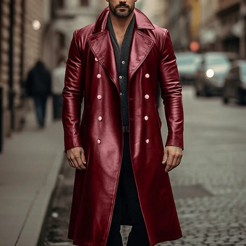 Men Lapel Double-breasted Long Jacket Cardigan Winter Trend Solid Color Leather Coat Jacket Autumn Men's Street Straight Jacket
Men Lapel Double-breasted Long Jacket Cardigan Winter Trend Solid Color Leather Coat Jacket Autumn Men's Street Straight Jacket