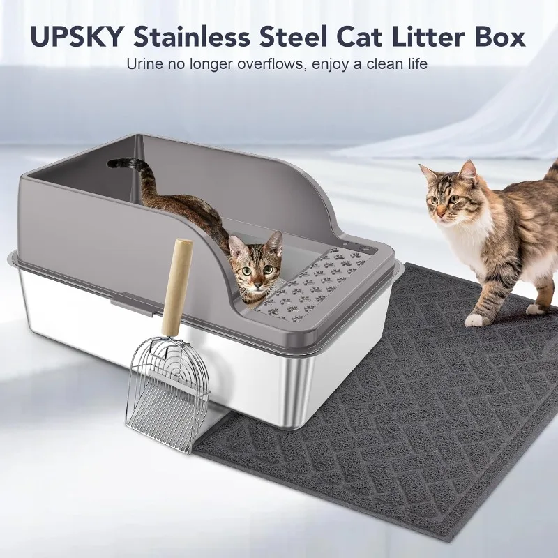 Stainless Steel Cat Litter Box With Lid, XL Large Metal Litter Box For Large Breeds, Enclosed Kitty Litter Pan With High S
Stainless Steel Cat Litter Box With Lid, XL Large Metal Litter Box For Large Breeds, Enclosed Kitty Litter Pan With High S