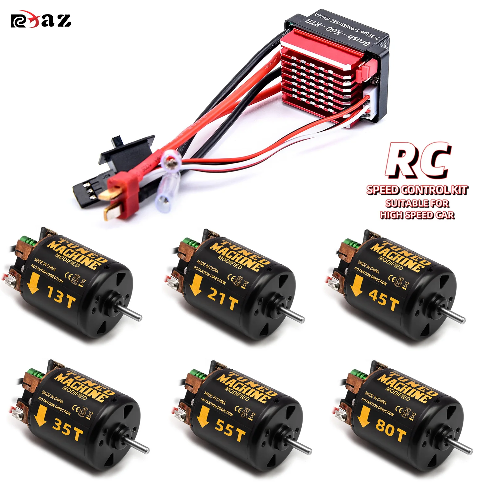 RCXAZ 540 Brushed Motor Waterproof 13T 21T 35T 45T 55T 80T for 1:10 RC Car Crawler Axial SCX10 AXI03007 90046 Redcat Gen8
RCXAZ 540 Brushed Motor Waterproof 13T 21T 35T 45T 55T 80T for 1:10 RC Car Crawler Axial SCX10 AXI03007 90046 Redcat Gen8
