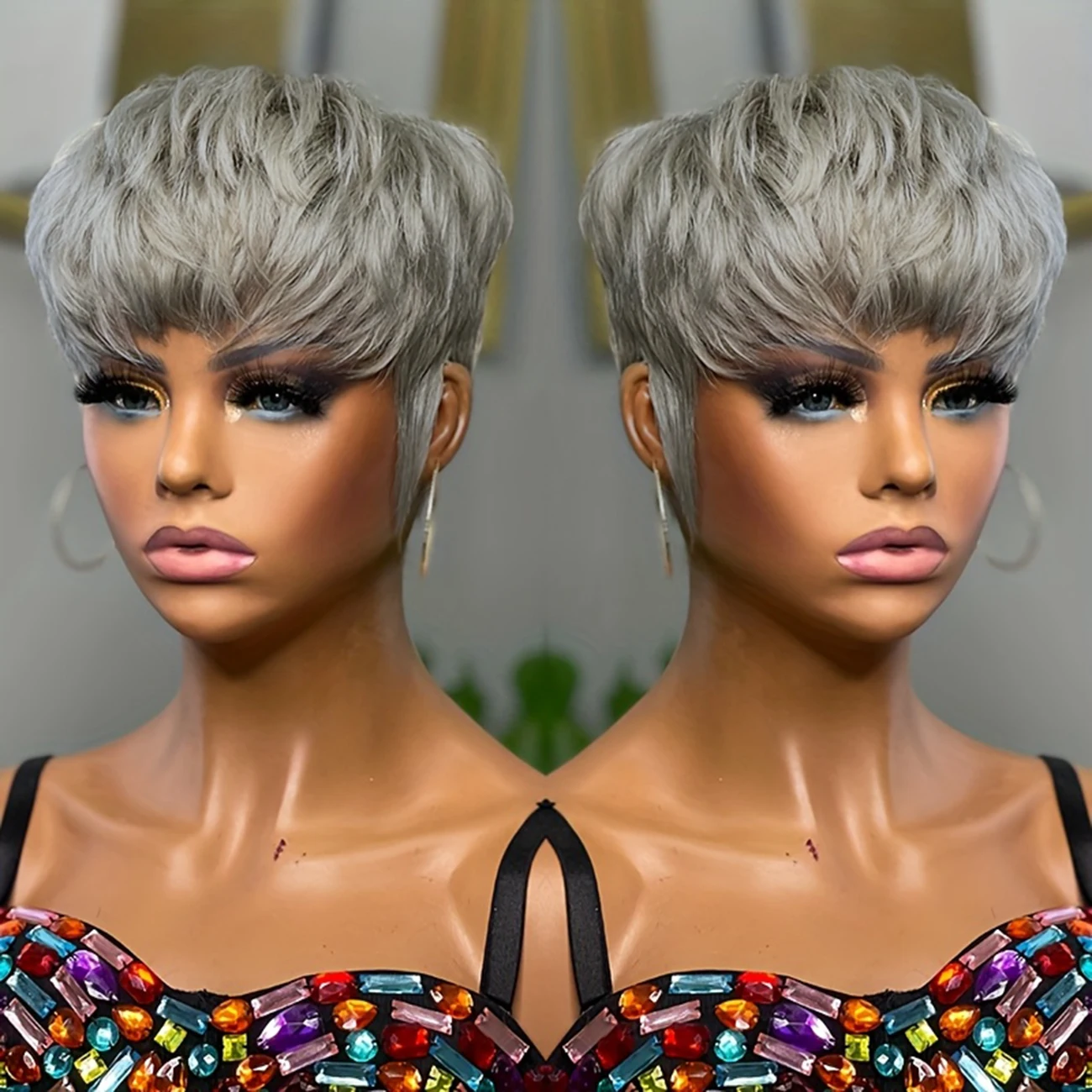 Серые парики из натуральных волос, короткий парик с стрижкой пикси для женщин, парики машинного производства с челкой, цветные короткие парики
Серые парики из натуральных волос, короткий парик с стрижкой пикси для женщин, парики машинного производства с челкой, цветные короткие парики