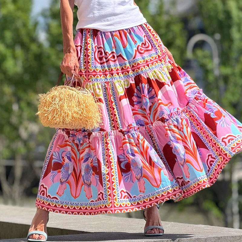 Elegant Print Bohemian Loose Holiday Maxi Skirt Fashion Elastic Waist Spring Summer Skirt Women Casual Draped Beach Long Skirts
Elegant Print Bohemian Loose Holiday Maxi Skirt Fashion Elastic Waist Spring Summer Skirt Women Casual Draped Beach Long Skirts