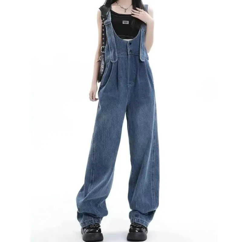 Vintage Denim Overalls Women's Streetwear Summer New Loose Wide leg mop Jumpsuit Jeans Female Pocket Casual Cowboy Trousers
Vintage Denim Overalls Women's Streetwear Summer New Loose Wide leg mop Jumpsuit Jeans Female Pocket Casual Cowboy Trousers
