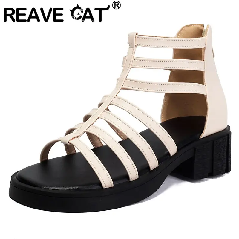 REAVE CAT Soft Leisure Women Sandals Round Toe Thick Heels 4cm Platform 1.5cm Zipper Big Size 44 45 46 Roman Style Female Shoes
REAVE CAT Soft Leisure Women Sandals Round Toe Thick Heels 4cm Platform 1.5cm Zipper Big Size 44 45 46 Roman Style Female Shoes
