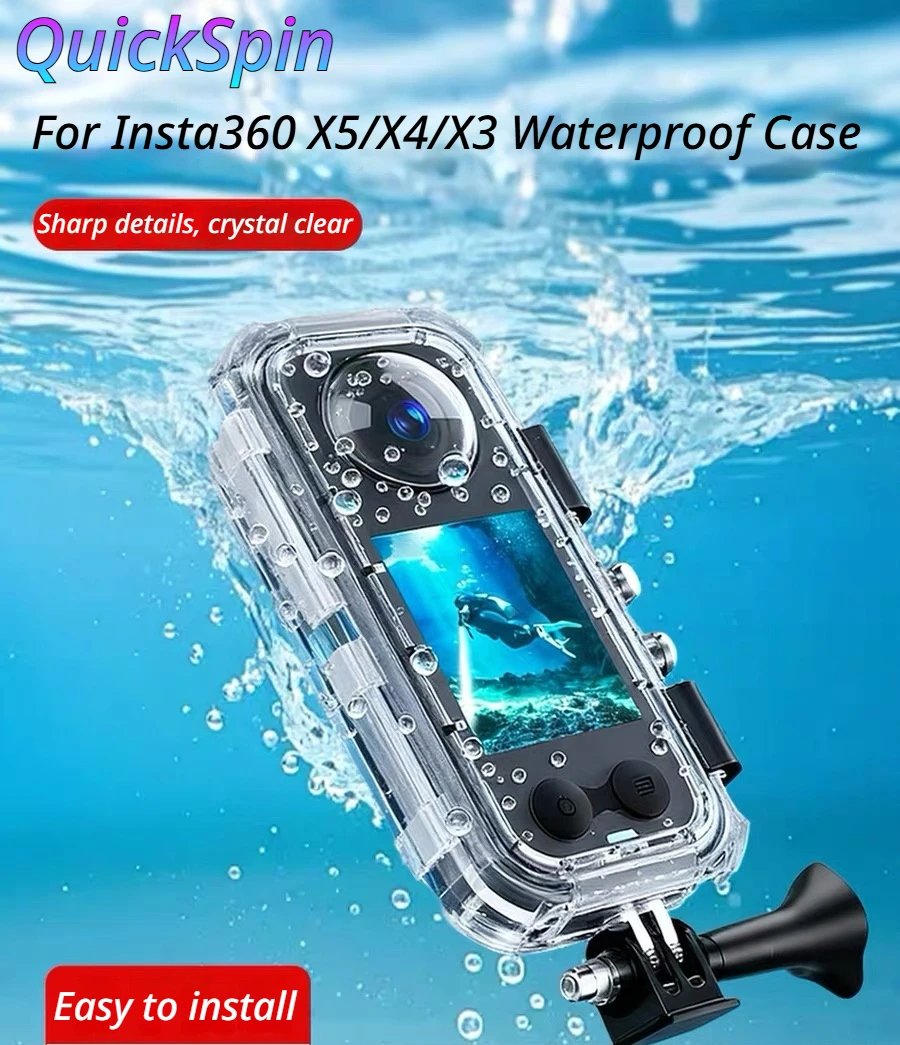 For Insta360 X5/X4/X3 360 Degree Invisible Dive Case Housing 45M Underwater Waterproof Protective Shell Camera accessorises
For Insta360 X5/X4/X3 360 Degree Invisible Dive Case Housing 45M Underwater Waterproof Protective Shell Camera accessorises
