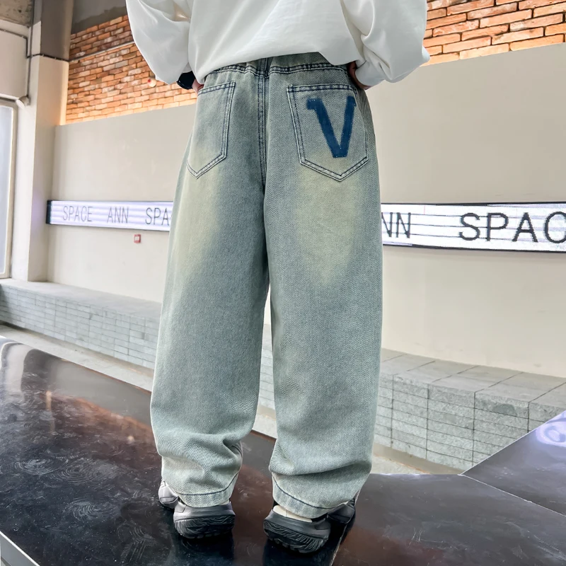 Korean Style Child Spring Autumn Back Pocket Jeans for Tween Boy Letter Print Denim Pants Kids Teenage Straight Jeans Trousers
Korean Style Child Spring Autumn Back Pocket Jeans for Tween Boy Letter Print Denim Pants Kids Teenage Straight Jeans Trousers