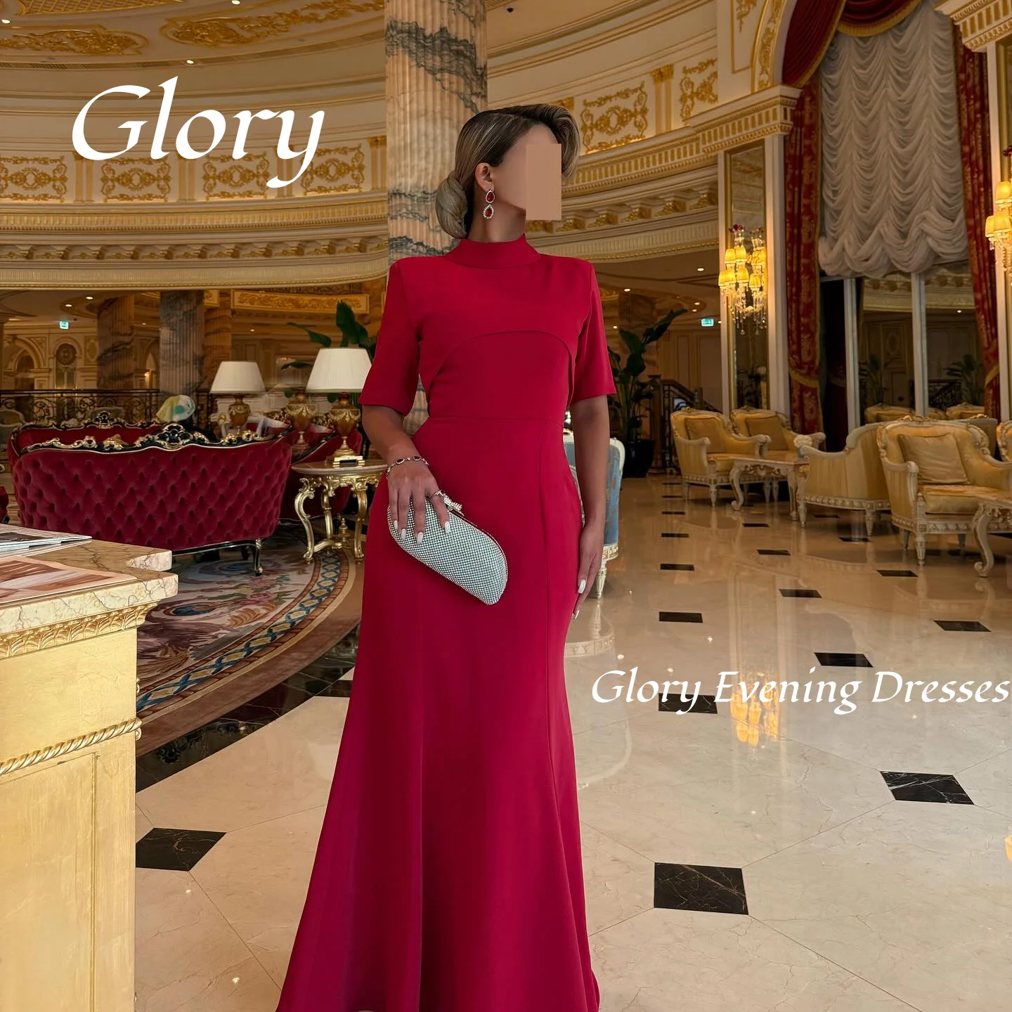 Red High Collar Sleeveless Evening Dresses Prom Dresses Strapless Floor Length Strapless Saudi Arabia Customized Formal Dress
Red High Collar Sleeveless Evening Dresses Prom Dresses Strapless Floor Length Strapless Saudi Arabia Customized Formal Dress