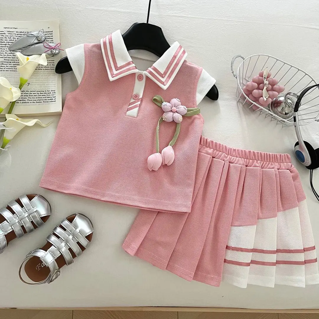Toddler Girls' 2-Piece Summer Set - Sleeveless Tie-Back Top + Pleated Skirt, Breathable Cotton Outfit Toddler Girl Clothes
Toddler Girls' 2-Piece Summer Set - Sleeveless Tie-Back Top + Pleated Skirt, Breathable Cotton Outfit Toddler Girl Clothes