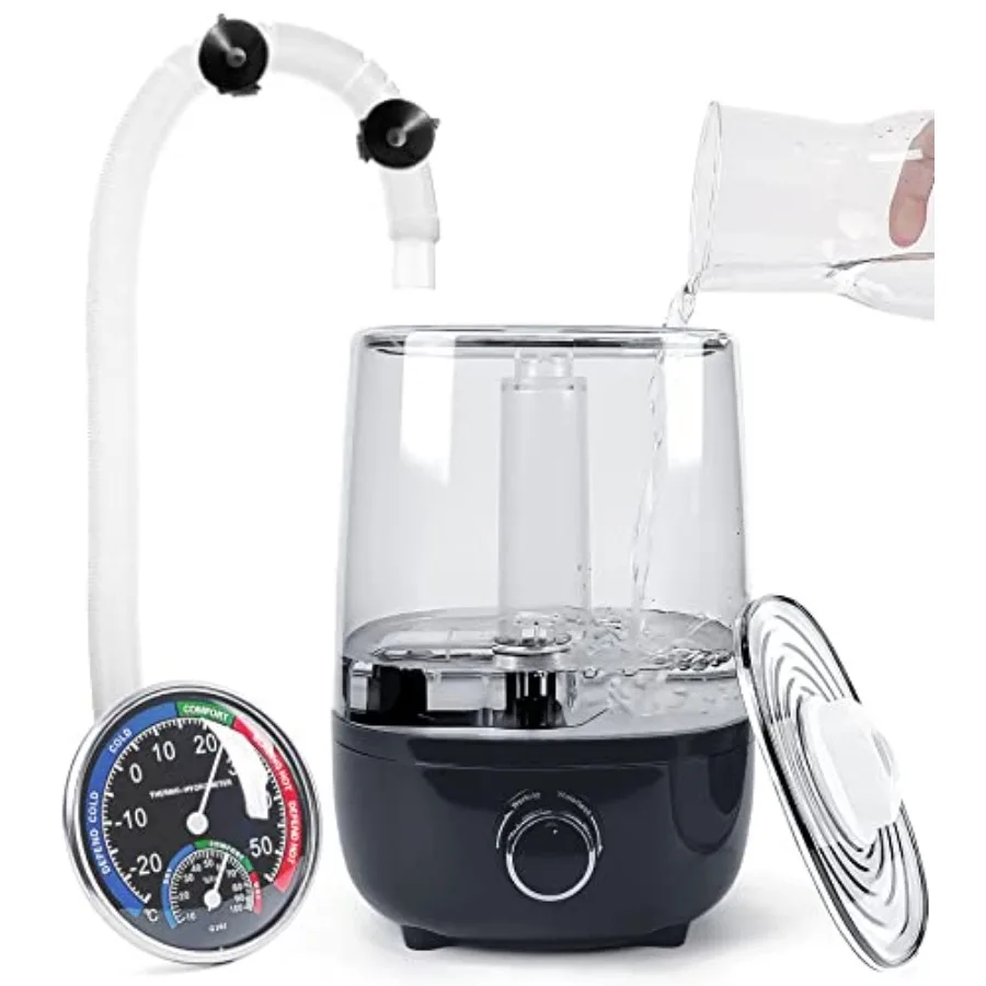 Top fill Reptile Fogger Terrariums Humidifier Fog Machine Mister with 4L Visible Large Tank and Extension Hoses Suitable for Te
Top fill Reptile Fogger Terrariums Humidifier Fog Machine Mister with 4L Visible Large Tank and Extension Hoses Suitable for Te