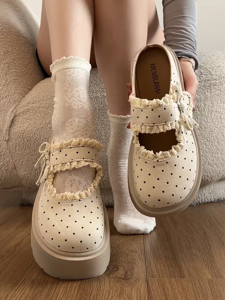 Women's Thick Bottom Slip-On Slippers Sweet Polka Dot Bow Knot Design Arch Support Summer High Heel Soft PU Leather
Women's Thick Bottom Slip-On Slippers Sweet Polka Dot Bow Knot Design Arch Support Summer High Heel Soft PU Leather