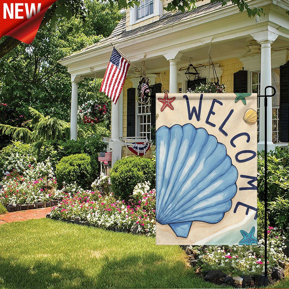 1PC, Beach Theme Welcome Garden Flag Blue Scallop Shell Starfish Print Outdoor Yard Decorative Flag
1PC, Beach Theme Welcome Garden Flag Blue Scallop Shell Starfish Print Outdoor Yard Decorative Flag