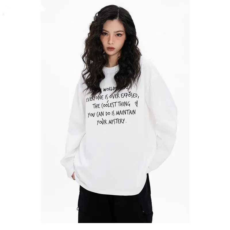 Women's Long Sleeved Spring Autumn New Style Letter Printed T-shirt Young Girl Clothes Round Neck Loose Pullover T
Women's Long Sleeved Spring Autumn New Style Letter Printed T-shirt Young Girl Clothes Round Neck Loose Pullover T