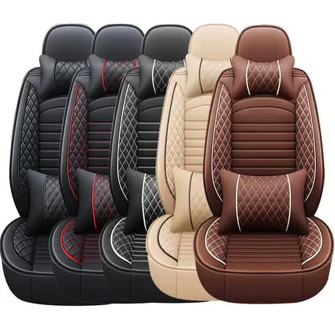 5-Seats PU Leather Universal Car Seat Covers Full set Front Rear Seat Cushion Anti-scratch Protection For Sedan SUV Seat