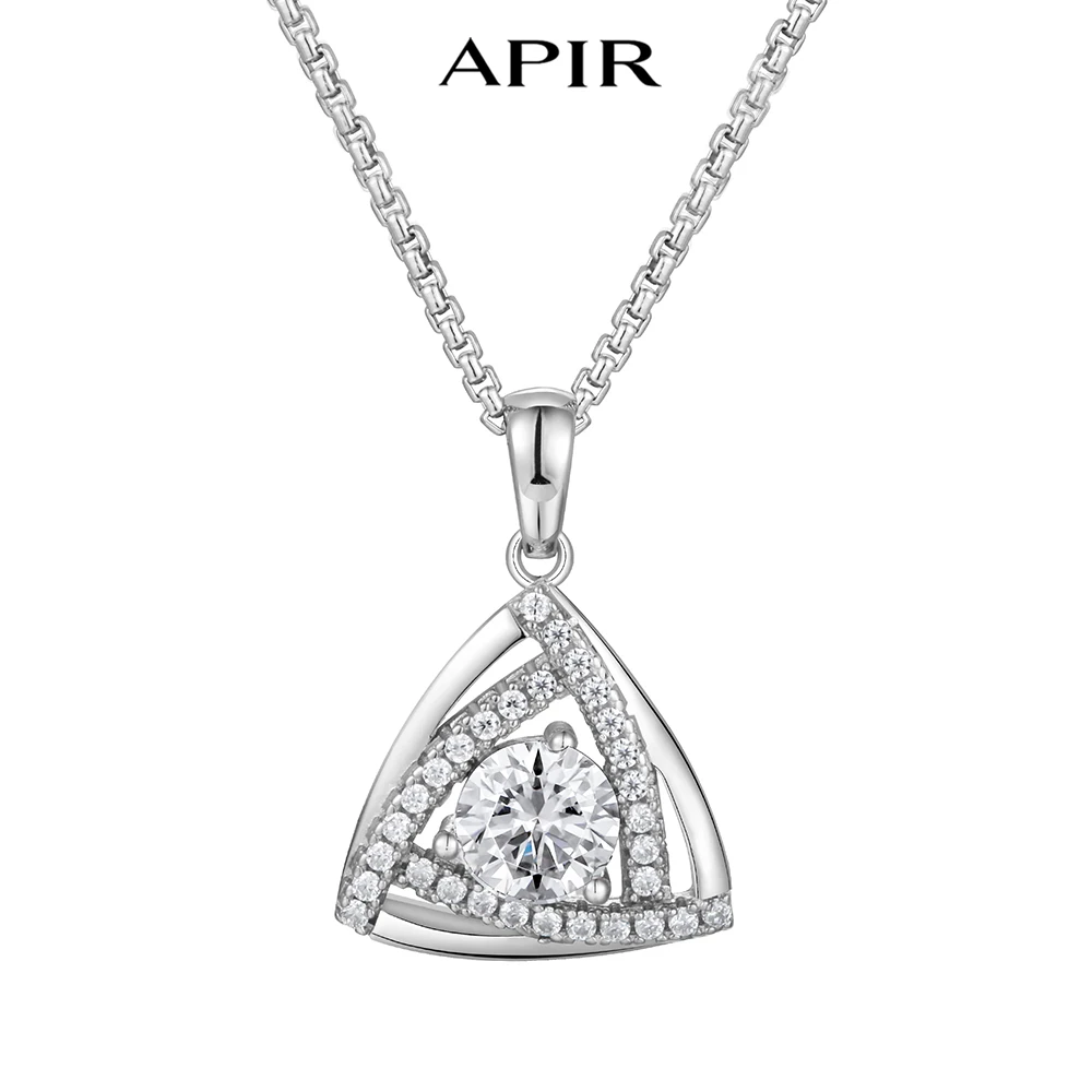APIR D Color VVS1 Triangle Design Moissanite Pendant Necklace 925 Sterling Silver Rhodium Plated Jewelry Necklaces for Women Men
APIR D Color VVS1 Triangle Design Moissanite Pendant Necklace 925 Sterling Silver Rhodium Plated Jewelry Necklaces for Women Men