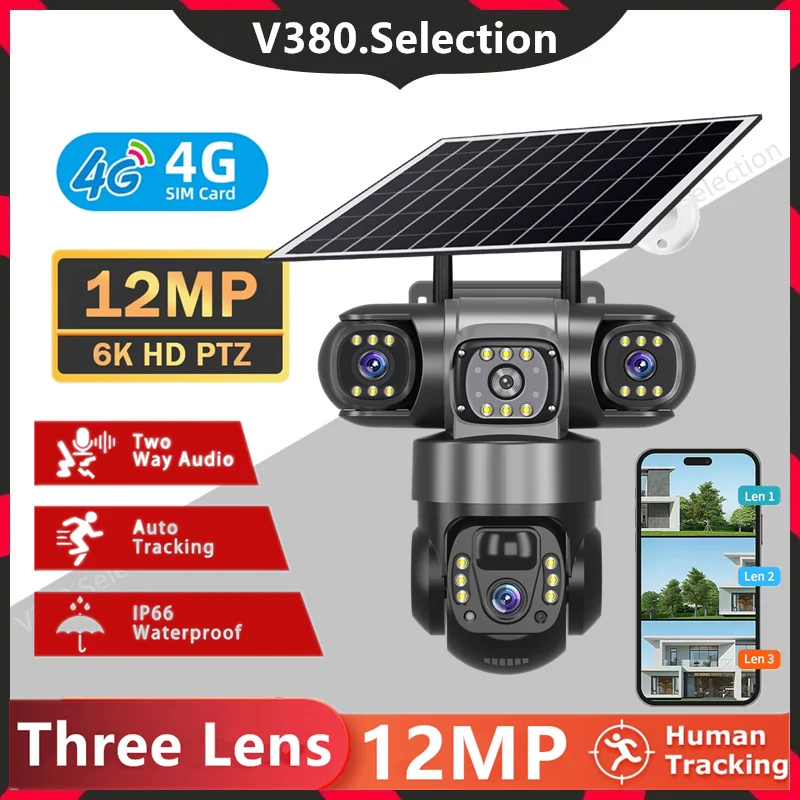 V380 Pro 12MP 4G Sim Card Three Lens Solar Camera Outdoor 6K 10XZoom PTZ Human Auto Tracking Waterproof Security Cameras
V380 Pro 12MP 4G Sim Card Three Lens Solar Camera Outdoor 6K 10XZoom PTZ Human Auto Tracking Waterproof Security Cameras