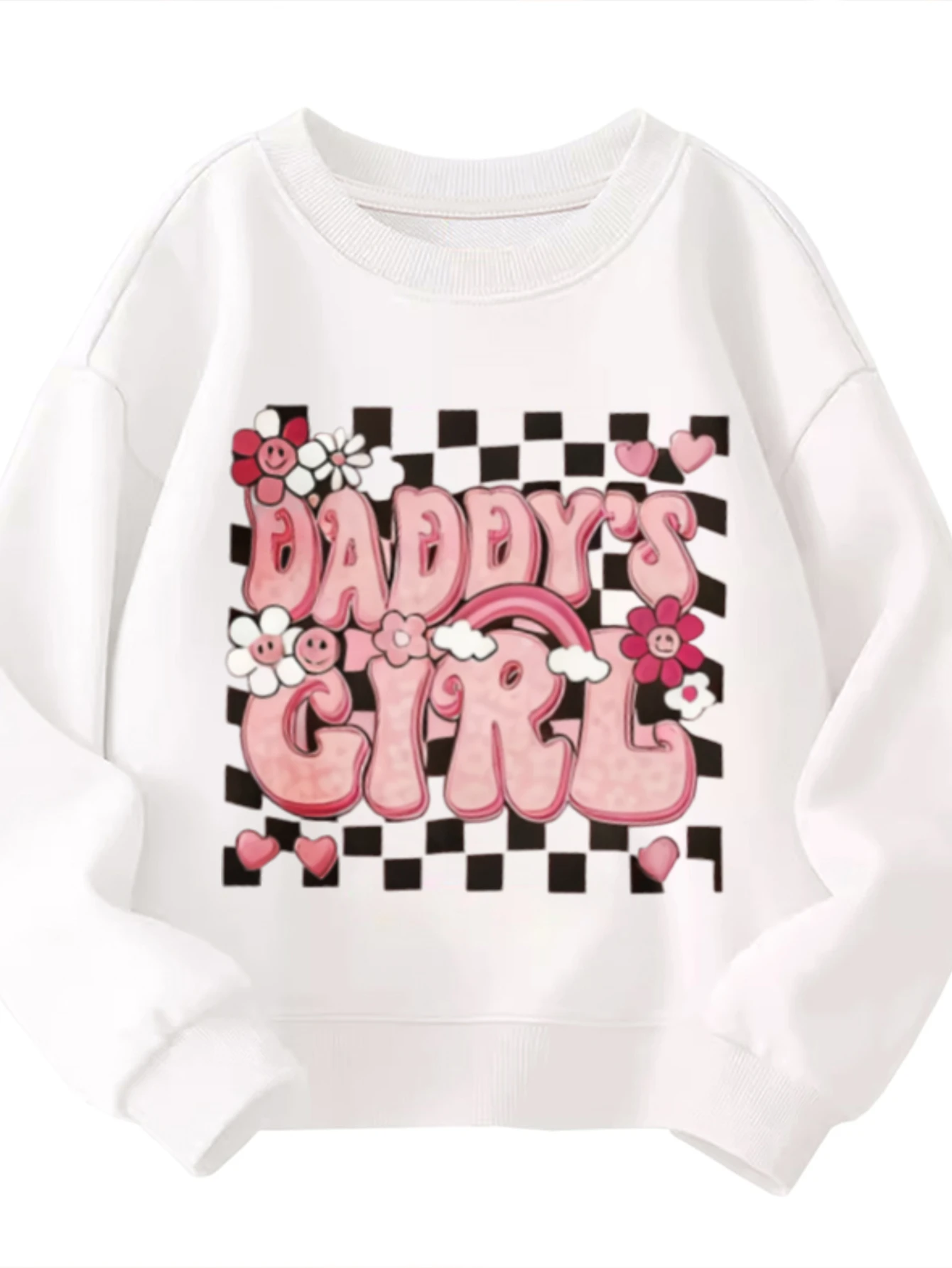 Kids Crew Neck Sweatshirt Daddy's Girl Checkerboard Flower Rainbow Boys Girls Graphic Pullover For Family Kids
Kids Crew Neck Sweatshirt Daddy's Girl Checkerboard Flower Rainbow Boys Girls Graphic Pullover For Family Kids