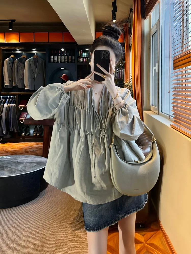 Sweet Summer Honey Langue Linen Loose Belted V-ne irt Women's Lazy Sle Breathable Comfortable Long Sve Pure Color
Sweet Summer Honey Langue Linen Loose Belted V-ne irt Women's Lazy Sle Breathable Comfortable Long Sve Pure Color