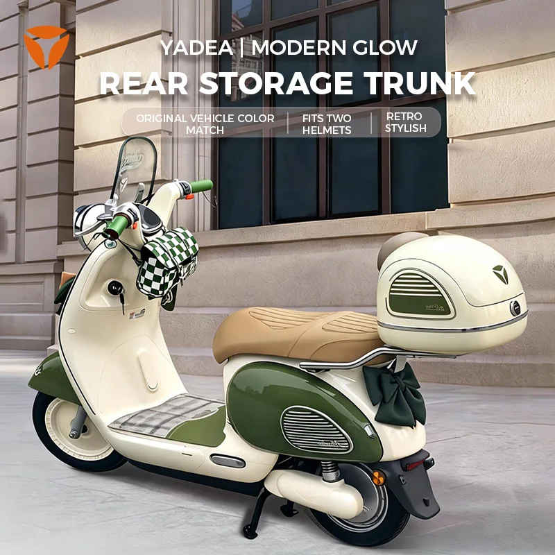 Yadea Modern Glow ABS Trunk - Round Dial Vintage Green, Secure & Stylish Storage
Yadea Modern Glow ABS Trunk - Round Dial Vintage Green, Secure & Stylish Storage