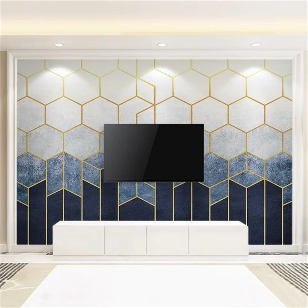 Custom light luxury mural TV background wall paper film television geometric gold line wallpaper living room 3D home decoration
Custom light luxury mural TV background wall paper film television geometric gold line wallpaper living room 3D home decoration