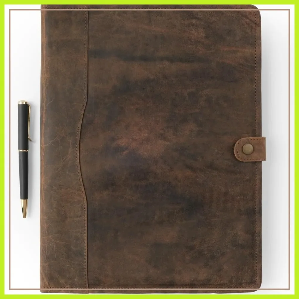 Leather Portfolio with Pen, Business Padfolio Folder for Men Women, A4 Size
Leather Portfolio with Pen, Business Padfolio Folder for Men Women, A4 Size