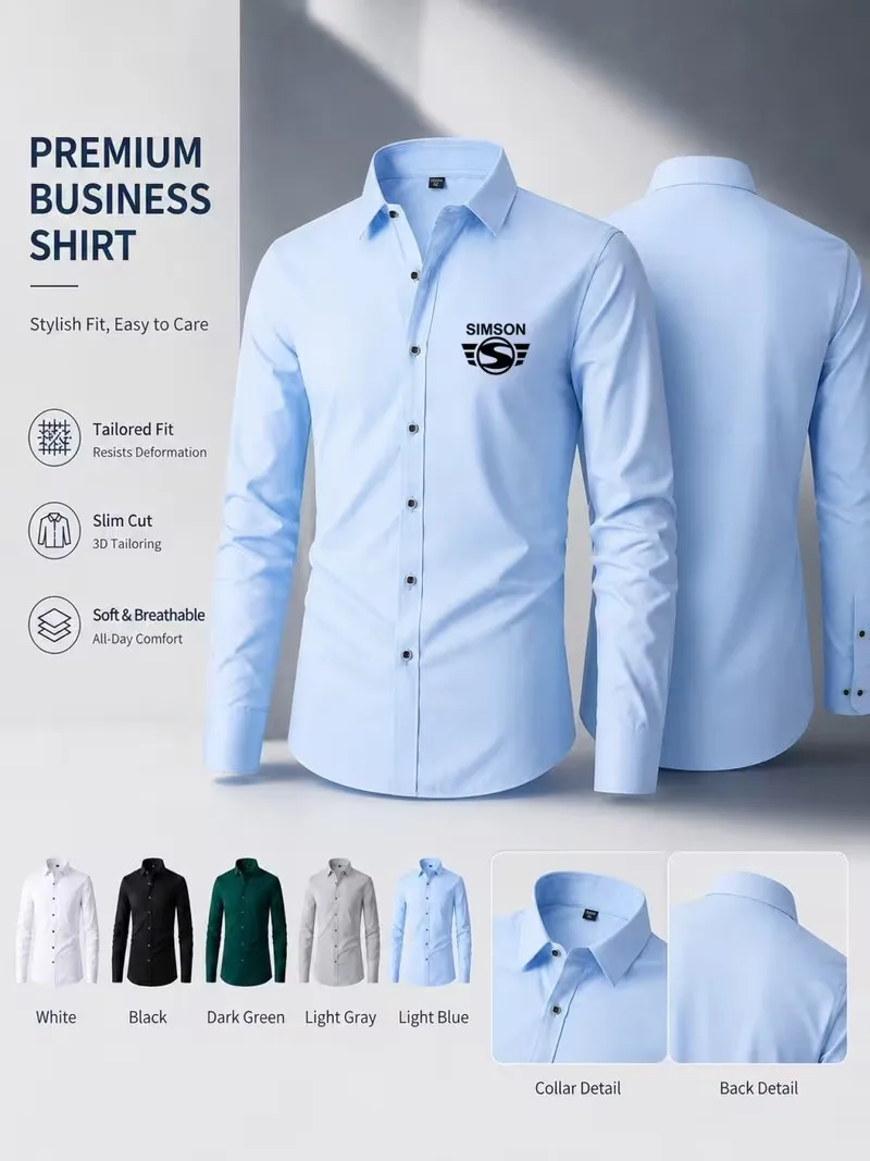 Men's Slim Fit Business Casual Long Sleeve Shirt SIMSON Letter Print Collar Open Cardigan for Middle-Aged And Young Adults
Men's Slim Fit Business Casual Long Sleeve Shirt SIMSON Letter Print Collar Open Cardigan for Middle-Aged And Young Adults