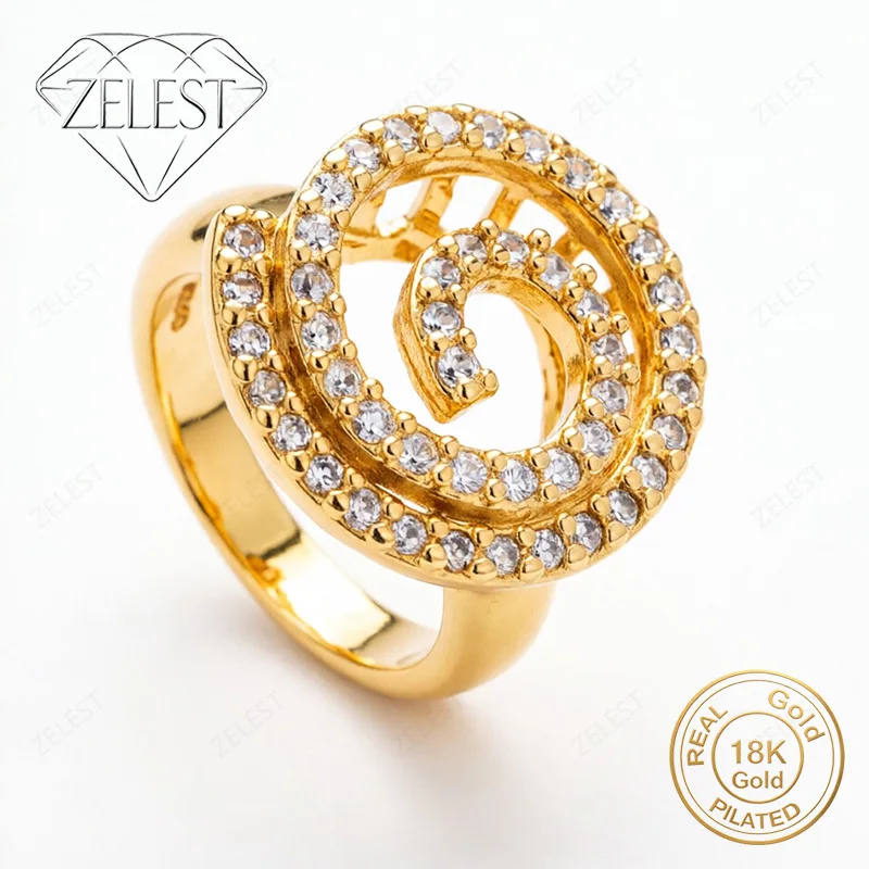 925 Sterling Silver 18K Gold Plated Exquisite Spiral Zirconia Ring for Women, Fashion Accessory, Party Gift Jewelry
925 Sterling Silver 18K Gold Plated Exquisite Spiral Zirconia Ring for Women, Fashion Accessory, Party Gift Jewelry