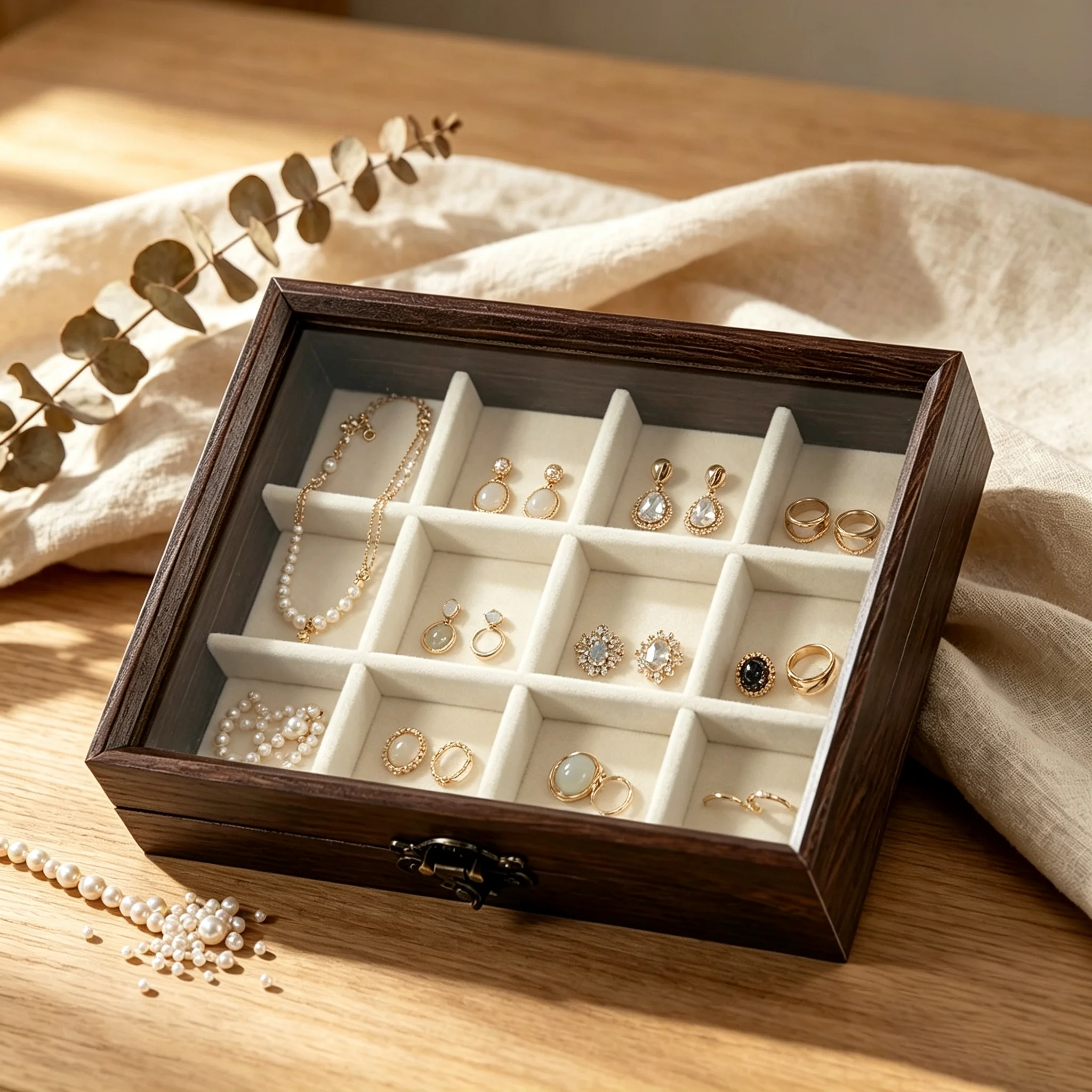 High-End Vintage Wooden Jewelry Box with Multiple Compartments for Organizing and Storing Pearl Necklaces, Earrings, and Rings
High-End Vintage Wooden Jewelry Box with Multiple Compartments for Organizing and Storing Pearl Necklaces, Earrings, and Rings
