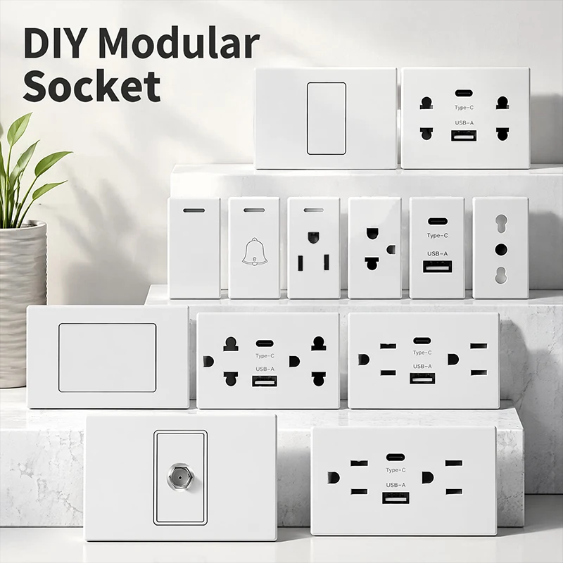Tempered Glass DIY Modular Wall Plate 2x4 inch NEMA 5-15R Duplex Outlet Combination US EU Italy Chile Electrical Socket Modules
Tempered Glass DIY Modular Wall Plate 2x4 inch NEMA 5-15R Duplex Outlet Combination US EU Italy Chile Electrical Socket Modules