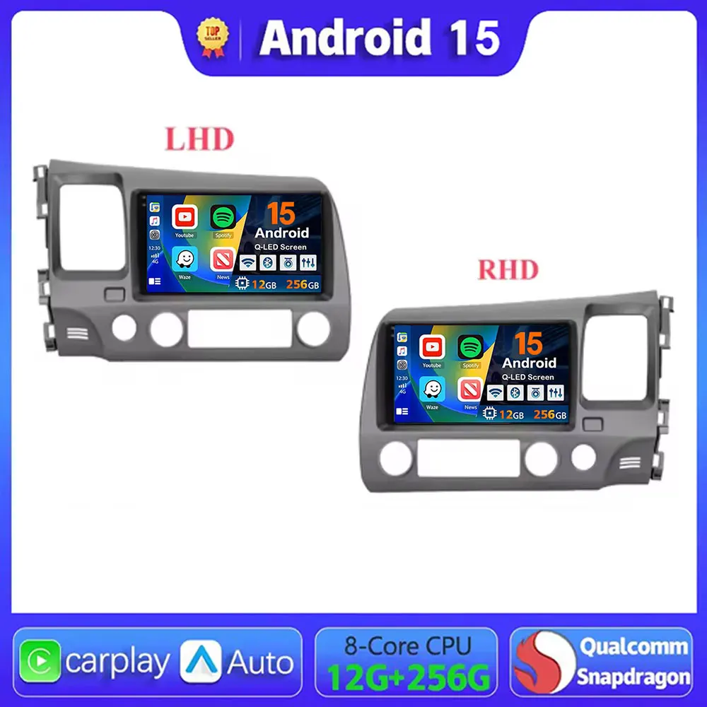 Android 15 Carplay Car Radio For Honda Civic 8 2005 2006 -2012 Navigation GPS Multimedia Player Stereo WiFi+4G Auto video BT DSP
Android 15 Carplay Car Radio For Honda Civic 8 2005 2006 -2012 Navigation GPS Multimedia Player Stereo WiFi+4G Auto video BT DSP