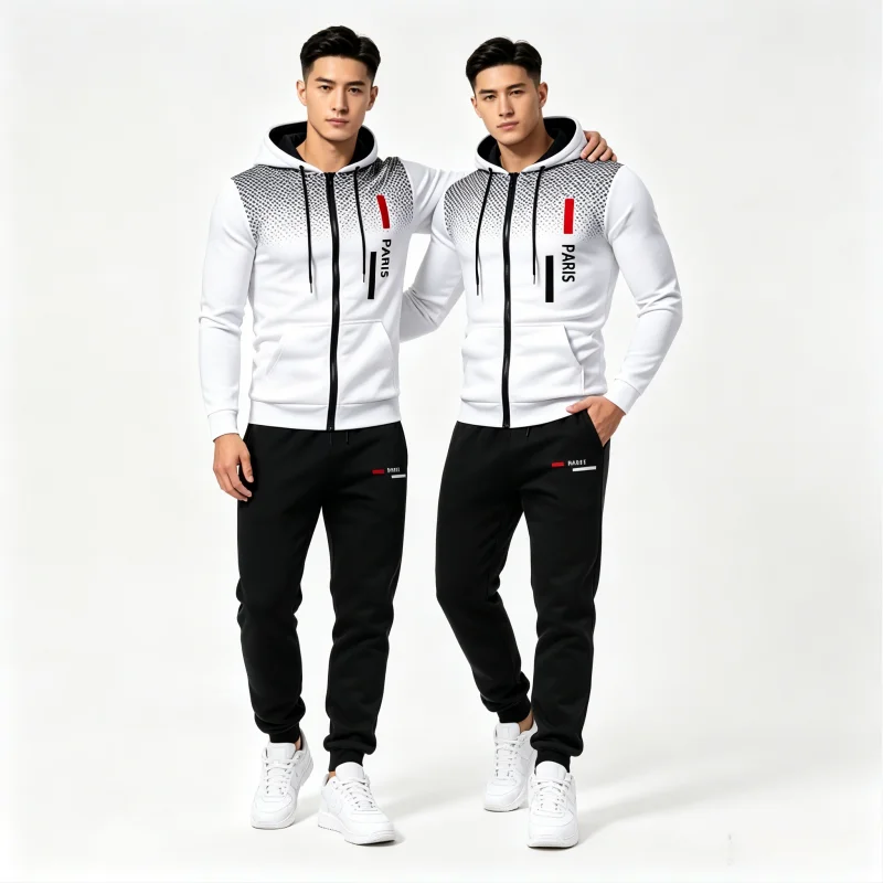 2026 Autumn Men Gradient Dot Paris Print Tracksuit 2 Piece Set Zipper Hooded Coat + Sweatpants Casual Daily Fitness Sportswear
2026 Autumn Men Gradient Dot Paris Print Tracksuit 2 Piece Set Zipper Hooded Coat + Sweatpants Casual Daily Fitness Sportswear