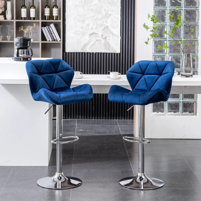 Breni Velvet Diamond Tufted Swivel Adjustable Height Barstool, Set of 2, Blue
Breni Velvet Diamond Tufted Swivel Adjustable Height Barstool, Set of 2, Blue