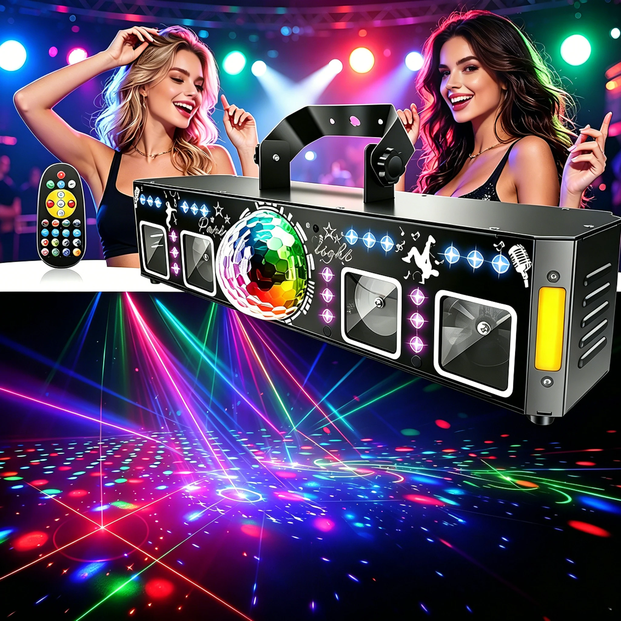 Dj Party Stage Light 5IN1 96 Patterns Effect Magic Ball Lazer Light UV Purple Lights LED Strobe Lights Disco Dancing Club Show
Dj Party Stage Light 5IN1 96 Patterns Effect Magic Ball Lazer Light UV Purple Lights LED Strobe Lights Disco Dancing Club Show