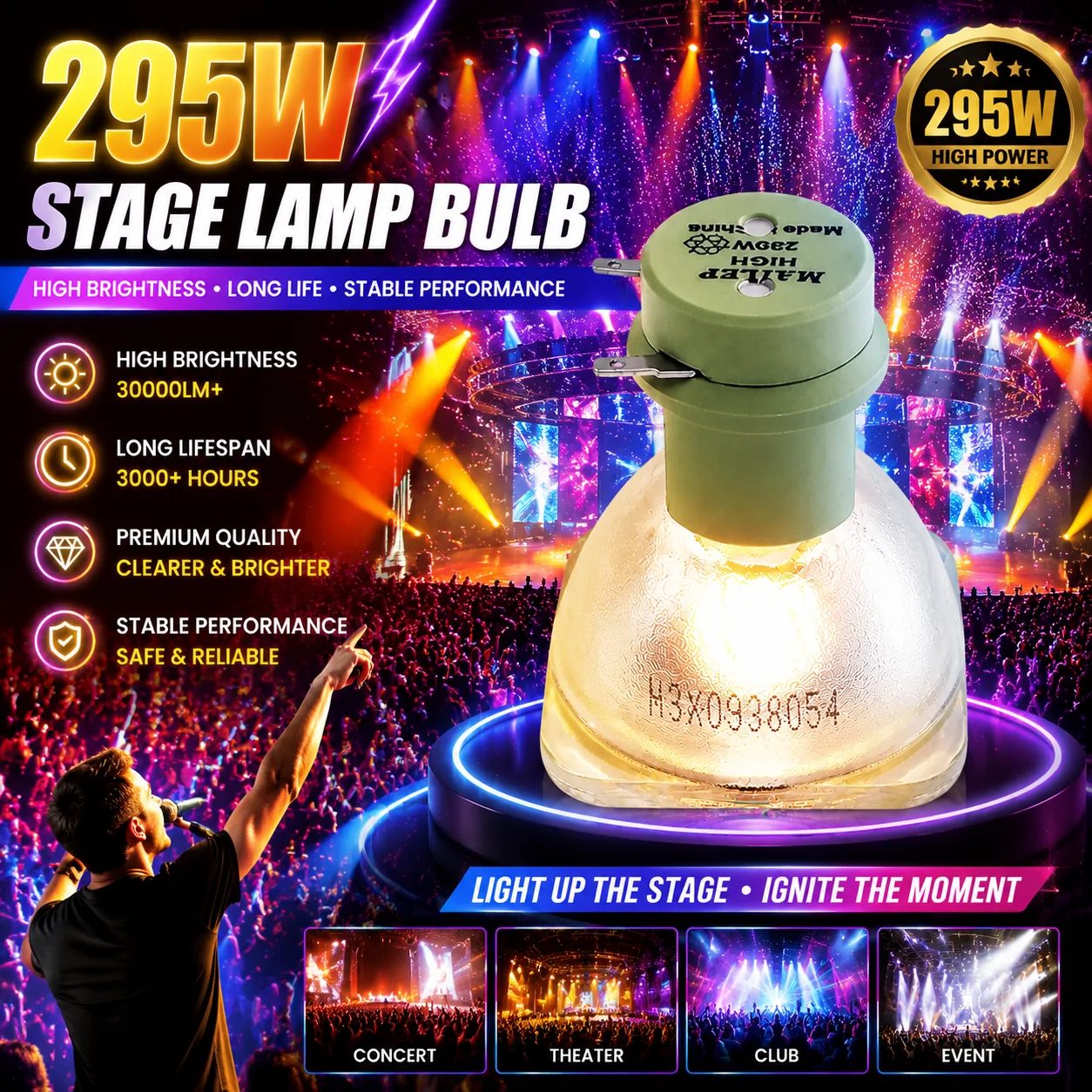 14R 295w Lamp SIRIUS HRI 295W Moving head beam light bulb Replaceable with MSD Platinum 14R 295w Sharpy bulb
14R 295w Lamp SIRIUS HRI 295W Moving head beam light bulb Replaceable with MSD Platinum 14R 295w Sharpy bulb