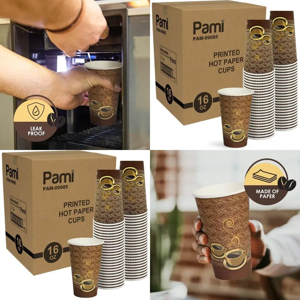Disposable 16oz Takeout Cups for Hot Beverages - Single-Use Paper Cups for Espresso, Hot Chocolate, Tea (1000)
Disposable 16oz Takeout Cups for Hot Beverages - Single-Use Paper Cups for Espresso, Hot Chocolate, Tea (1000)