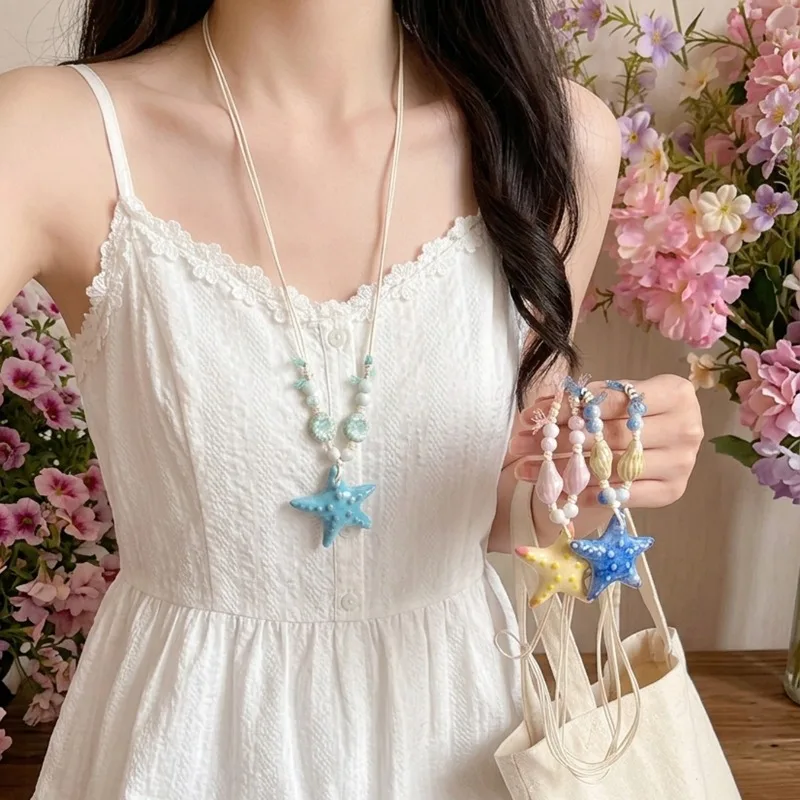 Starfish Shell Ceramic Braided Rope Necklace for Women Beach Vacation Long Adjustable Collarbone Chain Premium Fashion Jewelry)
Starfish Shell Ceramic Braided Rope Necklace for Women Beach Vacation Long Adjustable Collarbone Chain Premium Fashion Jewelry)