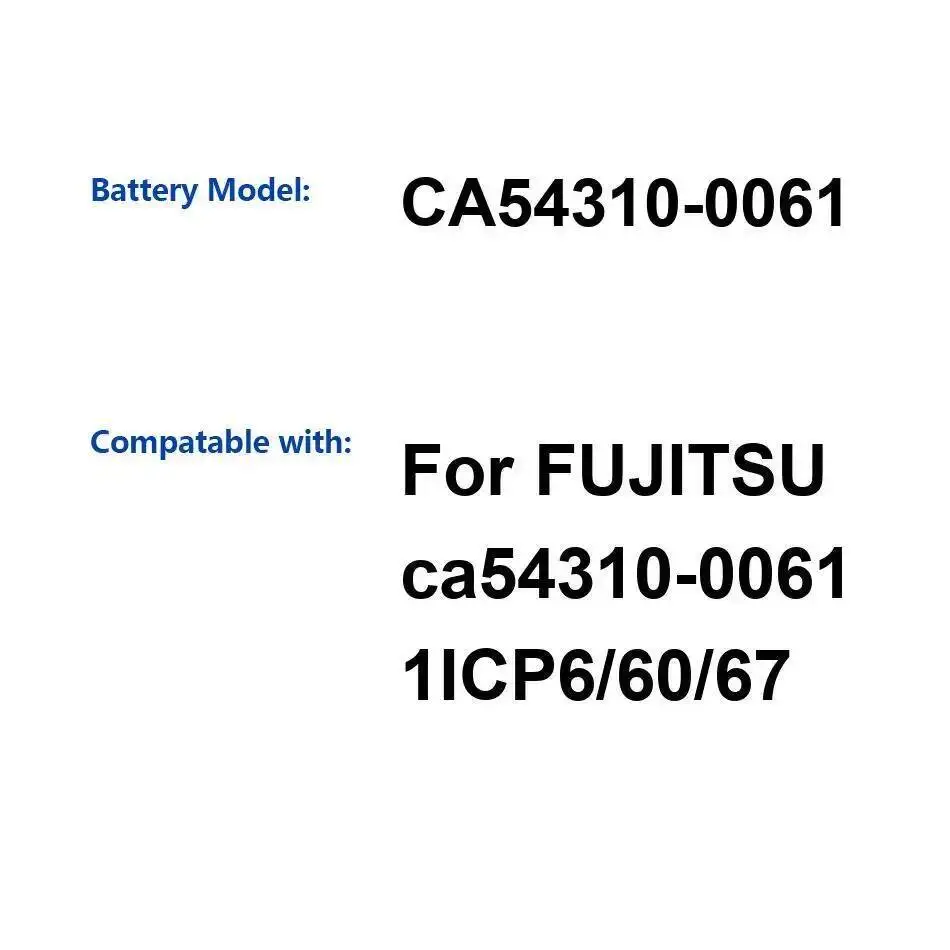 Для Fujitsu Ca54310-0061 1ICP6 60 67 надежный источник питания 3120 мАч аккумулятор мобильного телефона экологически чистый
Для Fujitsu Ca54310-0061 1ICP6 60 67 надежный источник питания 3120 мАч аккумулятор мобильного телефона экологически чистый