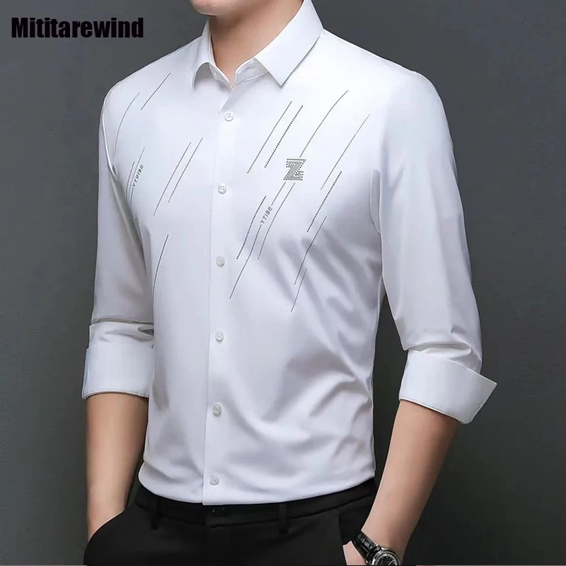 Spring Fall New Seamless Shirt for Men Business Casual Men's Social Shirt Long Sleeve Printed Shirt Fashion Top Luxury Clothing
Spring Fall New Seamless Shirt for Men Business Casual Men's Social Shirt Long Sleeve Printed Shirt Fashion Top Luxury Clothing