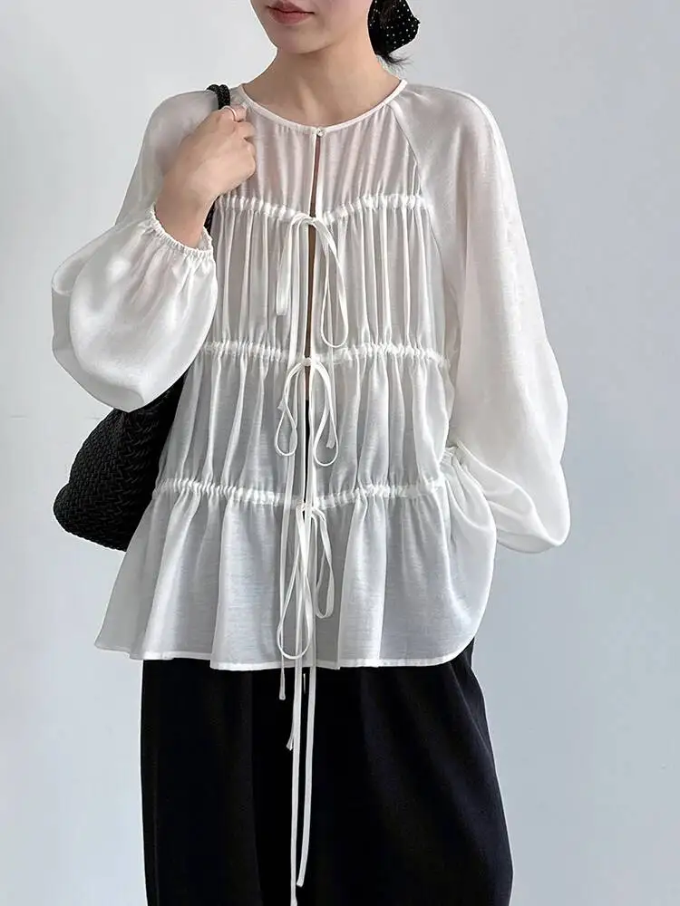 Women Purple Bandage Big Size Elegant Blouse New Round Neck Long Sleeve Shirt Fashion Tide Spring Autumn
Women Purple Bandage Big Size Elegant Blouse New Round Neck Long Sleeve Shirt Fashion Tide Spring Autumn
