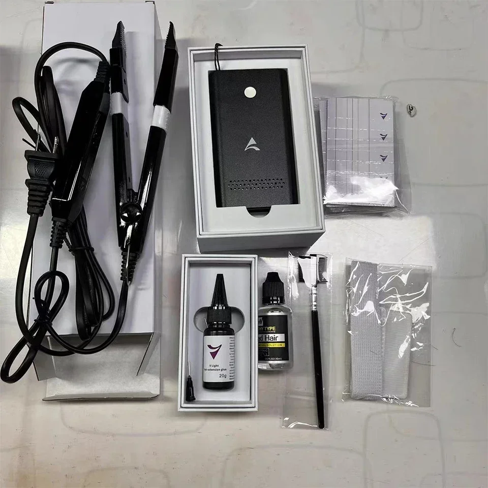 V-Light Technology Hair Extension Machine Set Combo white Hair Extension Tools Kit Set with V light Hair extension glue
V-Light Technology Hair Extension Machine Set Combo white Hair Extension Tools Kit Set with V light Hair extension glue