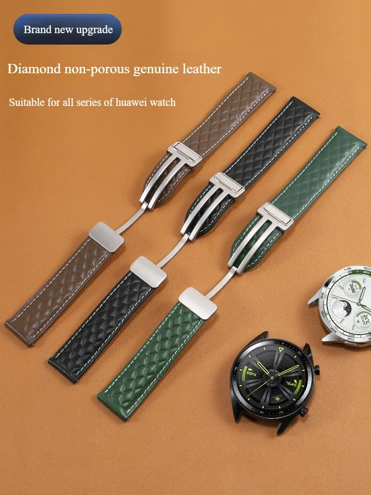 Suitable for Huawei Watch3/4-pro magnetic buckle leather watch strap GT4 5 new diamond pattern leather watch chain men
Suitable for Huawei Watch3/4-pro magnetic buckle leather watch strap GT4 5 new diamond pattern leather watch chain men