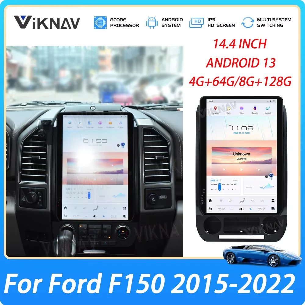 Viknav 14,4 дюймовый Qualcomm Android 13 автомобильное радио для Ford F150 2015-2022 Авто Sereo мультимедийный плеер GPS навигация Сенсорный экран
Viknav 14,4 дюймовый Qualcomm Android 13 автомобильное радио для Ford F150 2015-2022 Авто Sereo мультимедийный плеер GPS навигация Сенсорный экран