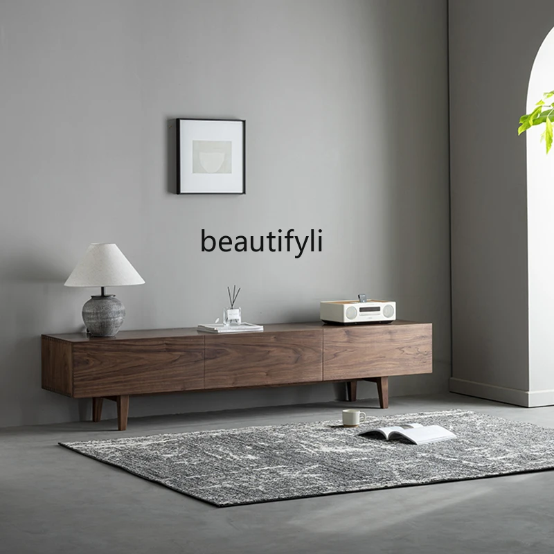 North American black walnut log TV cabinet living room home Nordic solid wood drawer storage cabinet
North American black walnut log TV cabinet living room home Nordic solid wood drawer storage cabinet