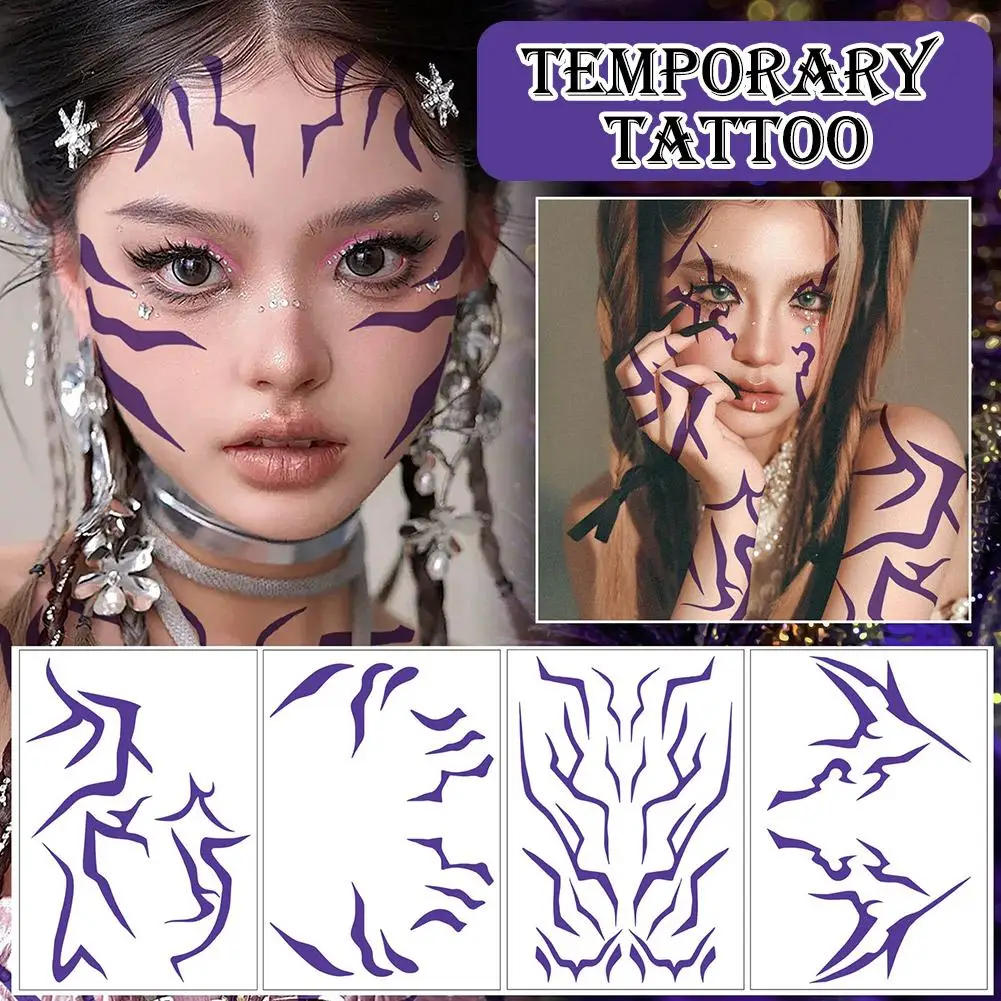 8pcs Temporary Tattoos Waterproof Face Body Art Stickers Purple Lightning Makeup for Cosplay Role Play Party Costume Festival
8pcs Temporary Tattoos Waterproof Face Body Art Stickers Purple Lightning Makeup for Cosplay Role Play Party Costume Festival