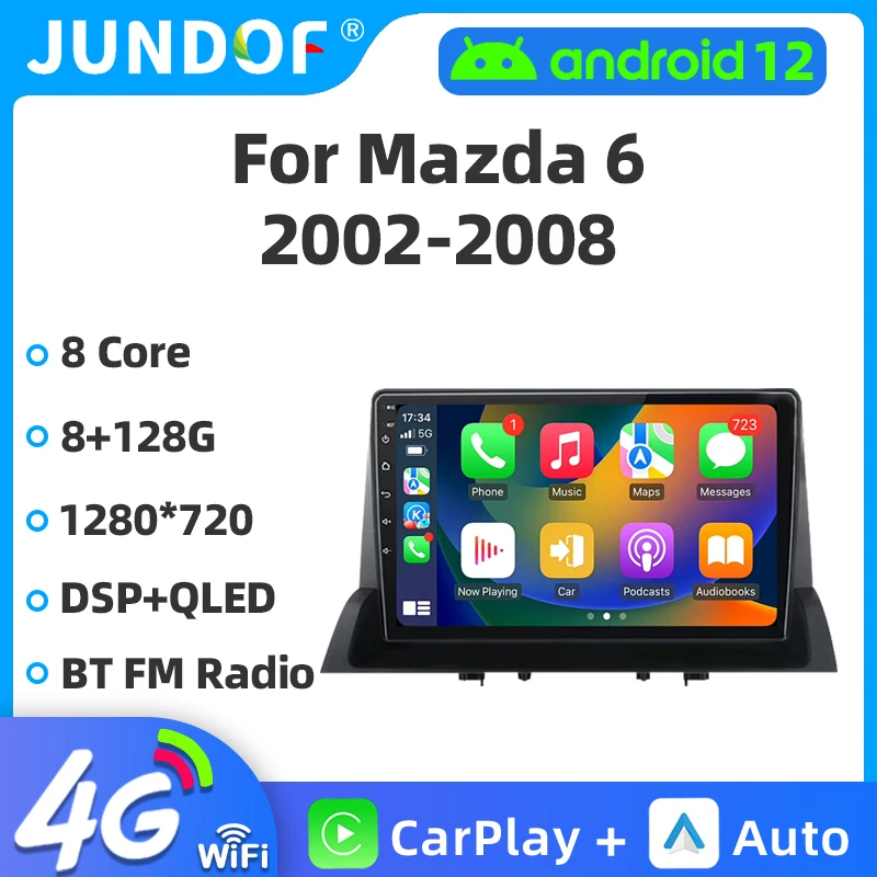 Jundof Android 12 For Mazda 6 2002-2008 Car Radio Multimedia Video Player GPS Navigation Auto Wifi 4G Autoradio Stereo 2 Din
Jundof Android 12 For Mazda 6 2002-2008 Car Radio Multimedia Video Player GPS Navigation Auto Wifi 4G Autoradio Stereo 2 Din