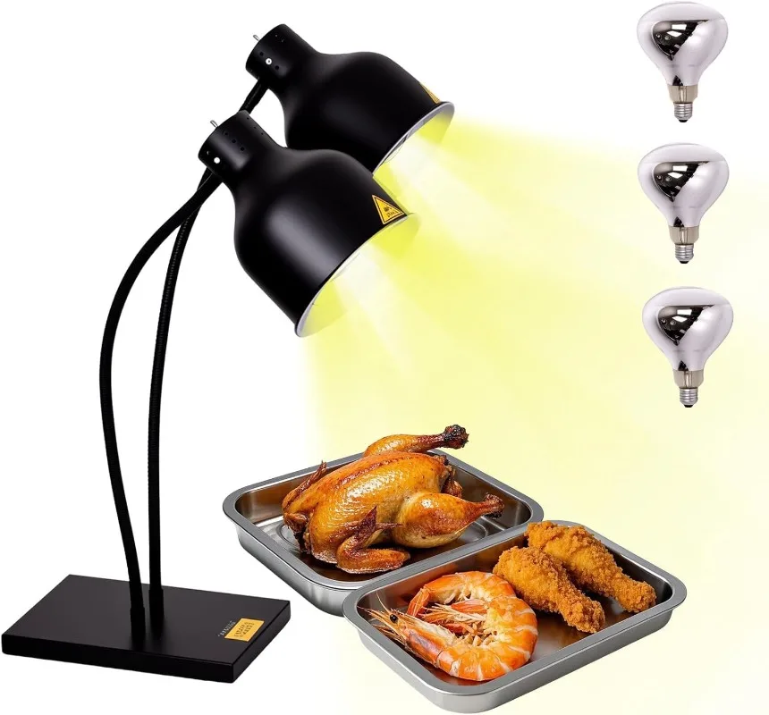 Commercial Dual Head Food Heat Lamp, Portable Electric Food Warmer 3-Bulb 550W Electric Warming Lights for Food Service Restaura
Commercial Dual Head Food Heat Lamp, Portable Electric Food Warmer 3-Bulb 550W Electric Warming Lights for Food Service Restaura