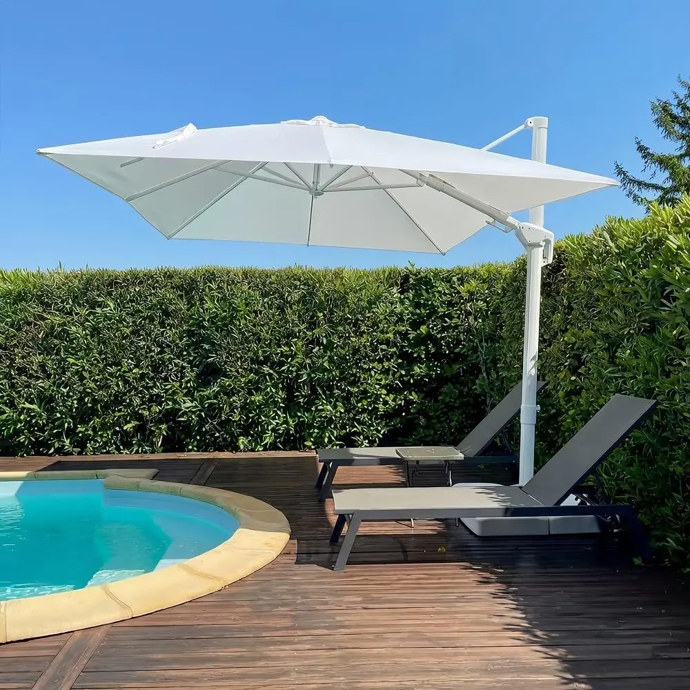 10 T Patio Umbrella With Base White Cantilever Umbrella Square Outdoor Oset Umbrella Windproo with 360° Rotation or Garden Deck
10 T Patio Umbrella With Base White Cantilever Umbrella Square Outdoor Oset Umbrella Windproo with 360° Rotation or Garden Deck