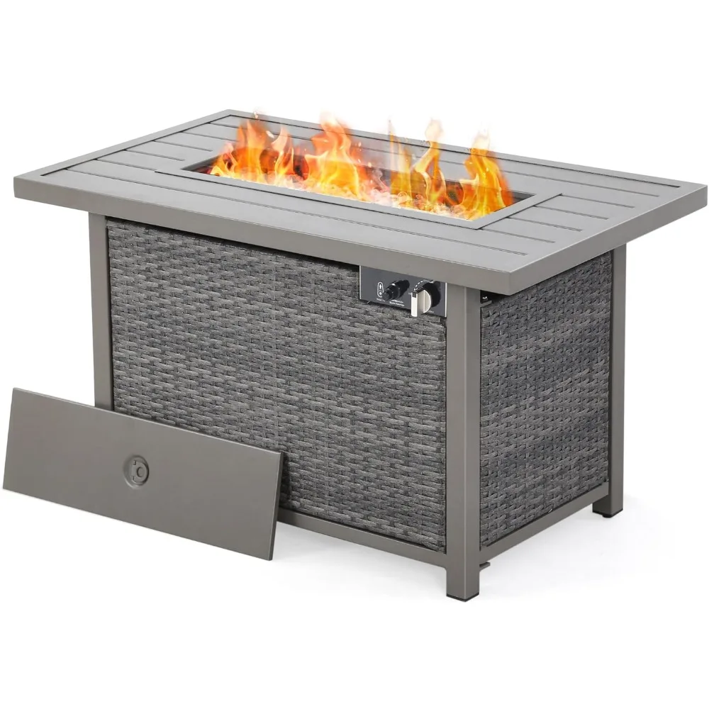 Fire Pit Table, 42inch 50000 BTU Propane Fire Pit with Mental Fence Table Top, Lid, Black Glass Rock, CSA Safety
Fire Pit Table, 42inch 50000 BTU Propane Fire Pit with Mental Fence Table Top, Lid, Black Glass Rock, CSA Safety