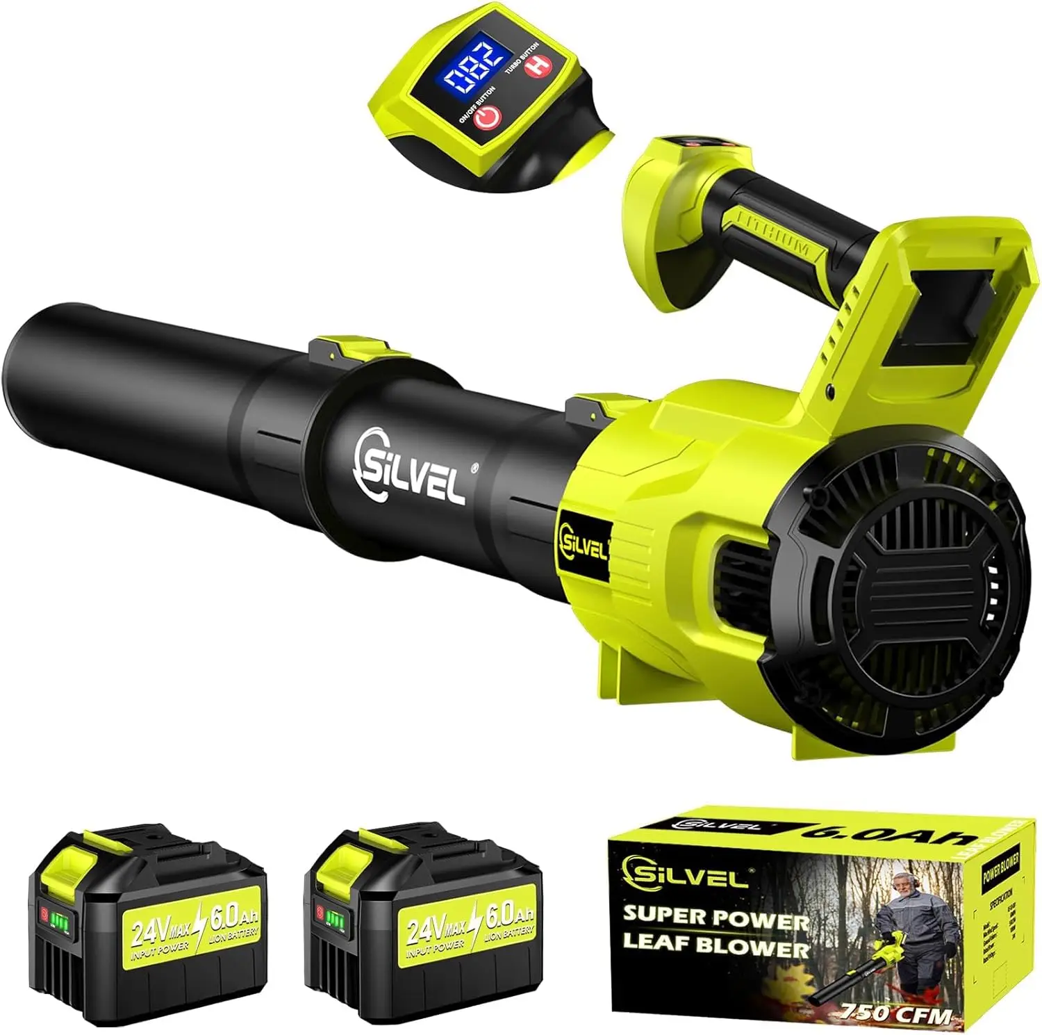 Leaf Blower, 750CFM/250MPH High Power Cordless Blower with Powerful Brushless Motor, 2x24V 6.0Ah Battery & Charger, Lightweight
Leaf Blower, 750CFM/250MPH High Power Cordless Blower with Powerful Brushless Motor, 2x24V 6.0Ah Battery & Charger, Lightweight