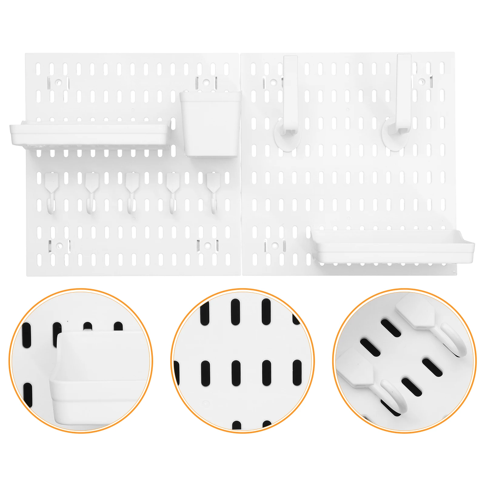 Plastic Pegboard Wall Rack Hooks Strong Load-bearing Capacity Multi-functional Design Without Drilling Tools Kitchen Bedroom
Plastic Pegboard Wall Rack Hooks Strong Load-bearing Capacity Multi-functional Design Without Drilling Tools Kitchen Bedroom